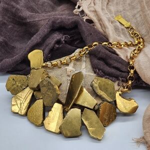 Neiman Marcus Designer Ivana Ruzzo Natural Gold Pyrite Nuggets Gold Necklace
